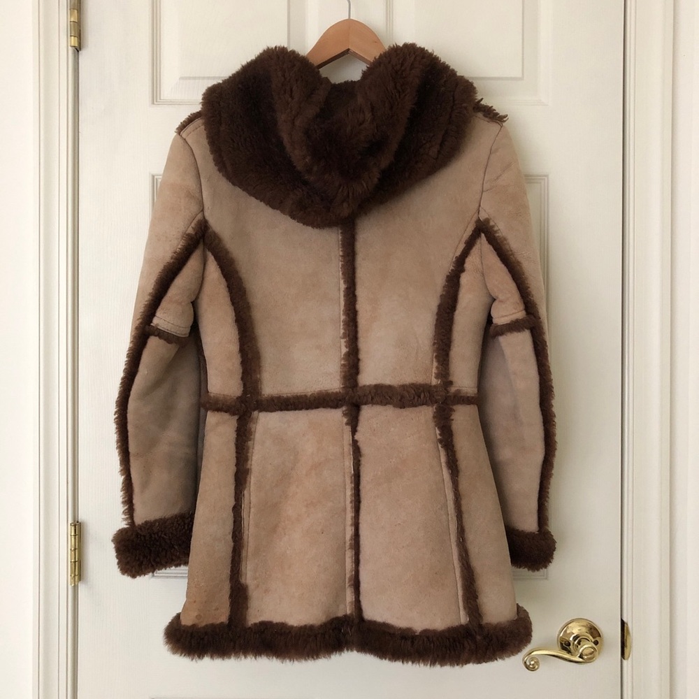 Vintage Sheepskin Shearling Coat with Hood Size 12 (See Description re Size) - Picture 2 of 16